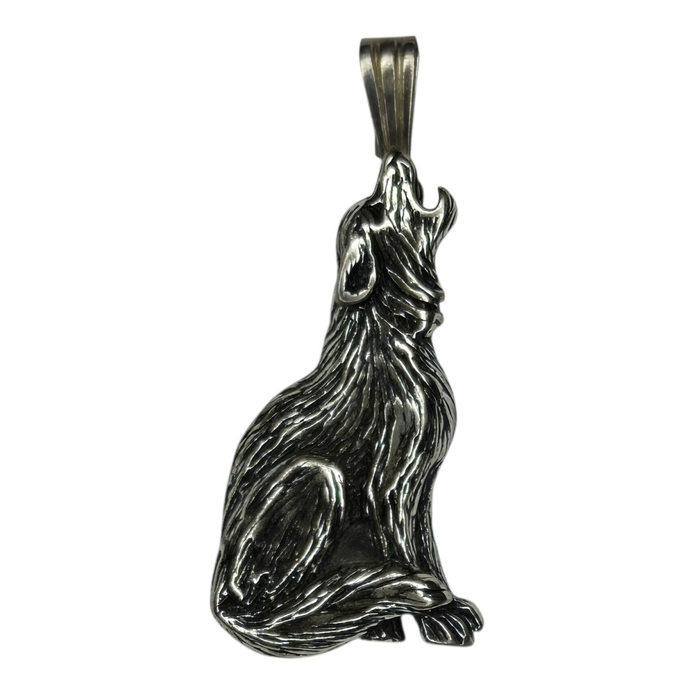 Vintage Wolf Charm Sterling Silver 925 Small Howling Coyote Pendant